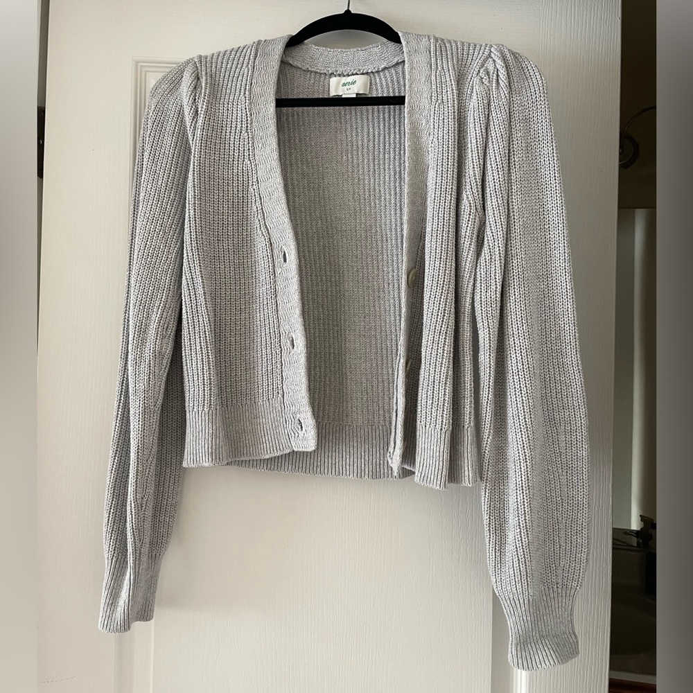 Small silver/blue cardigan from Aerie.